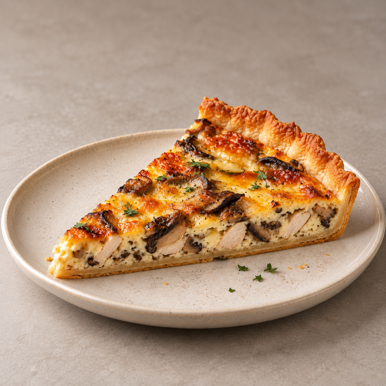 Pie with chicken and mushroom