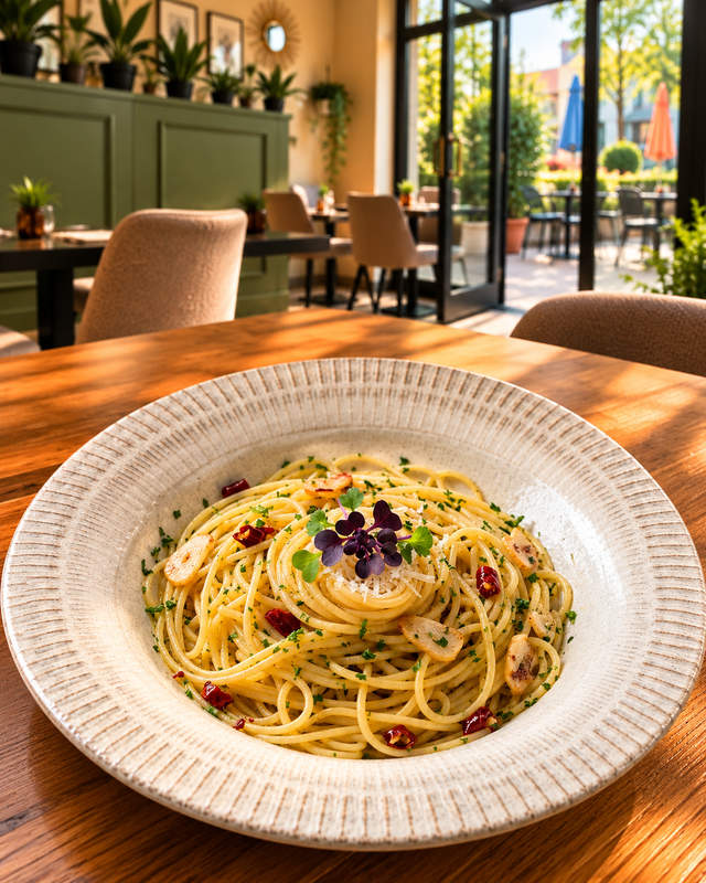 Spaghetti aglio olio e peperoncino