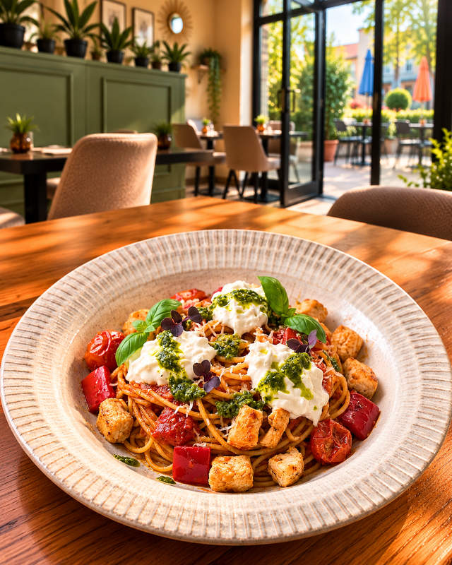 Spaghetti Pollo Caprese
