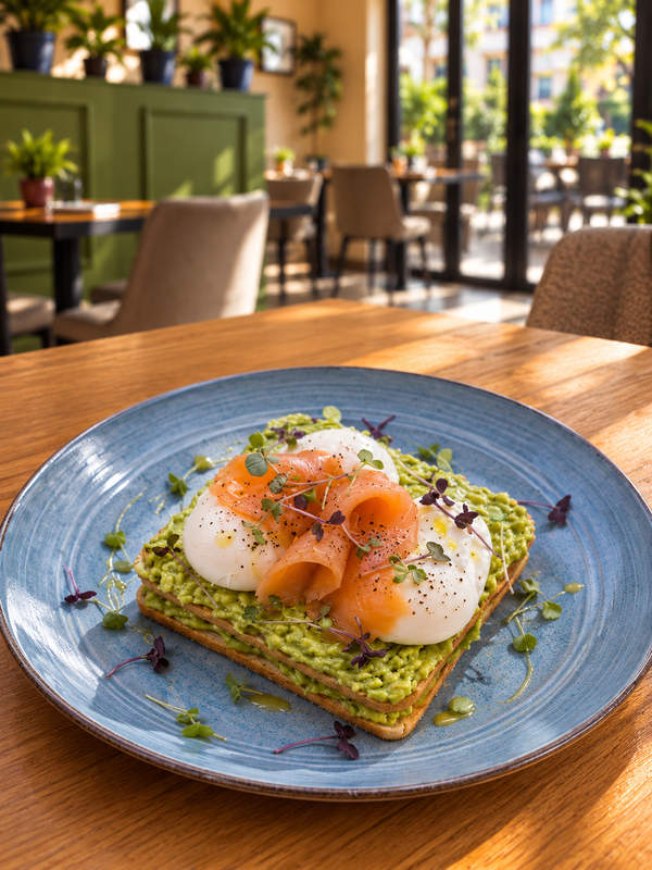Poached eggs with salmon