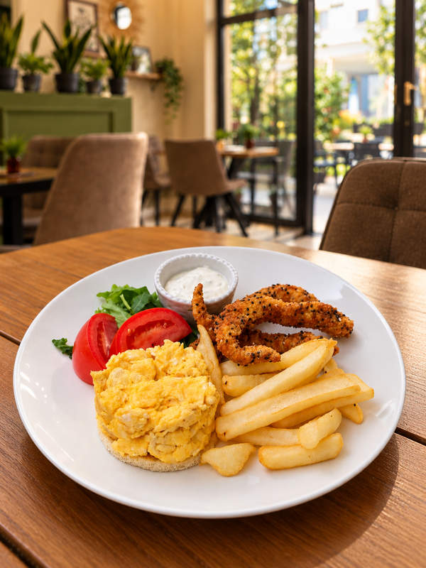 Crispy chicken breakfast
