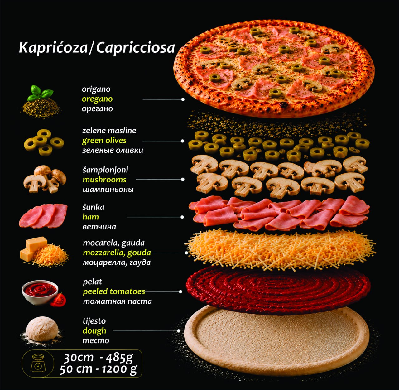 Pizza "Kapričoza" 30 cm