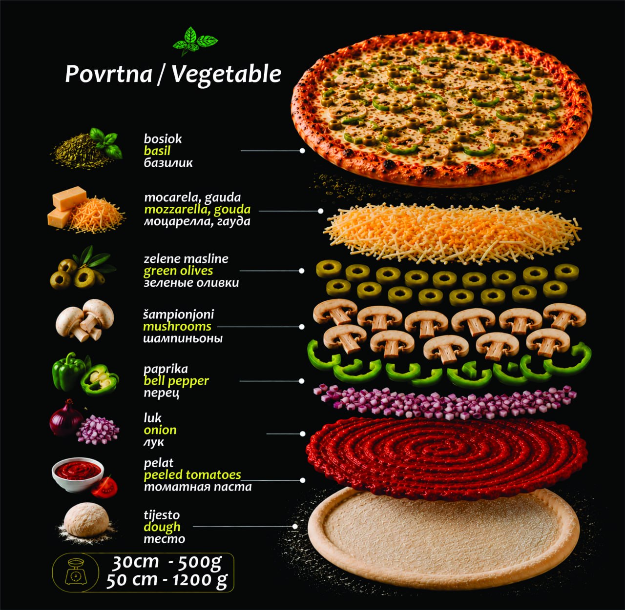 Pizza "Povrtna" 30 cm