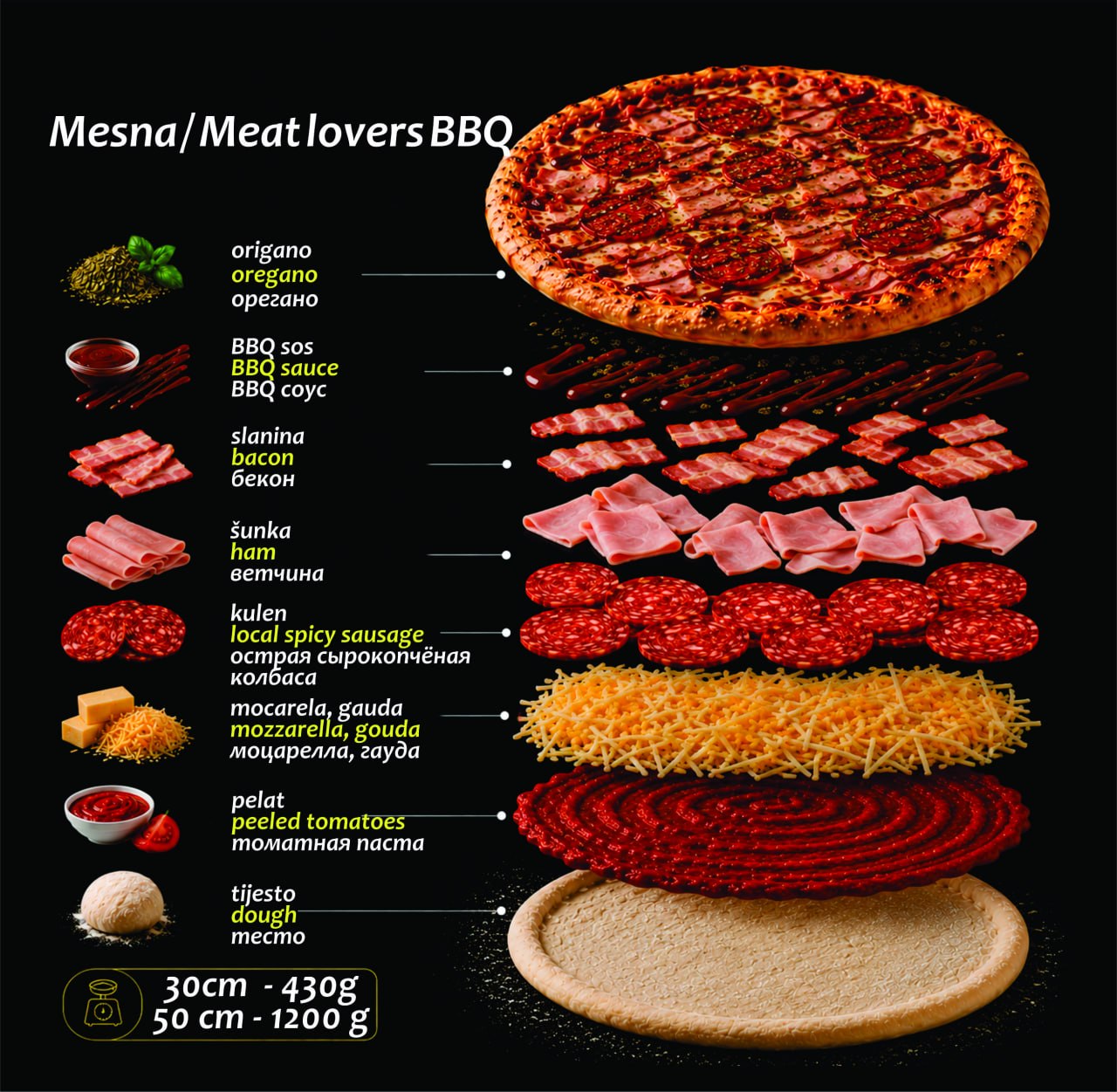 Pizza "Mesna" 30 cm