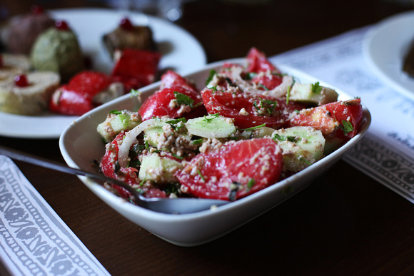 Traditional Georgian salad with walnuts