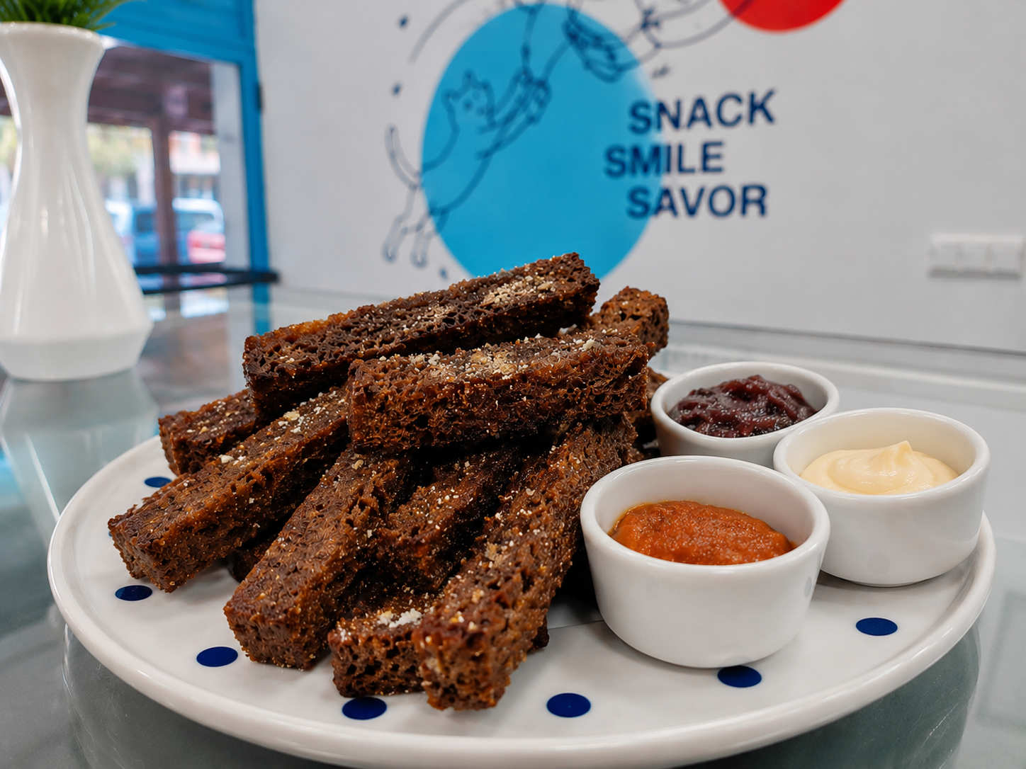 Garlic Croutons Set + 3 Sauces