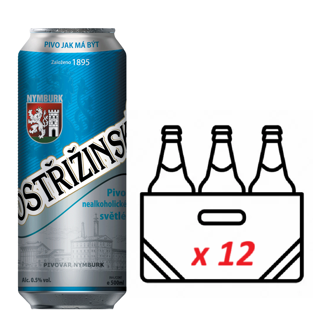 Pivo 0.5% alc. Postřižinske bezalkoholno 12x500 ml paket od 12 limenke