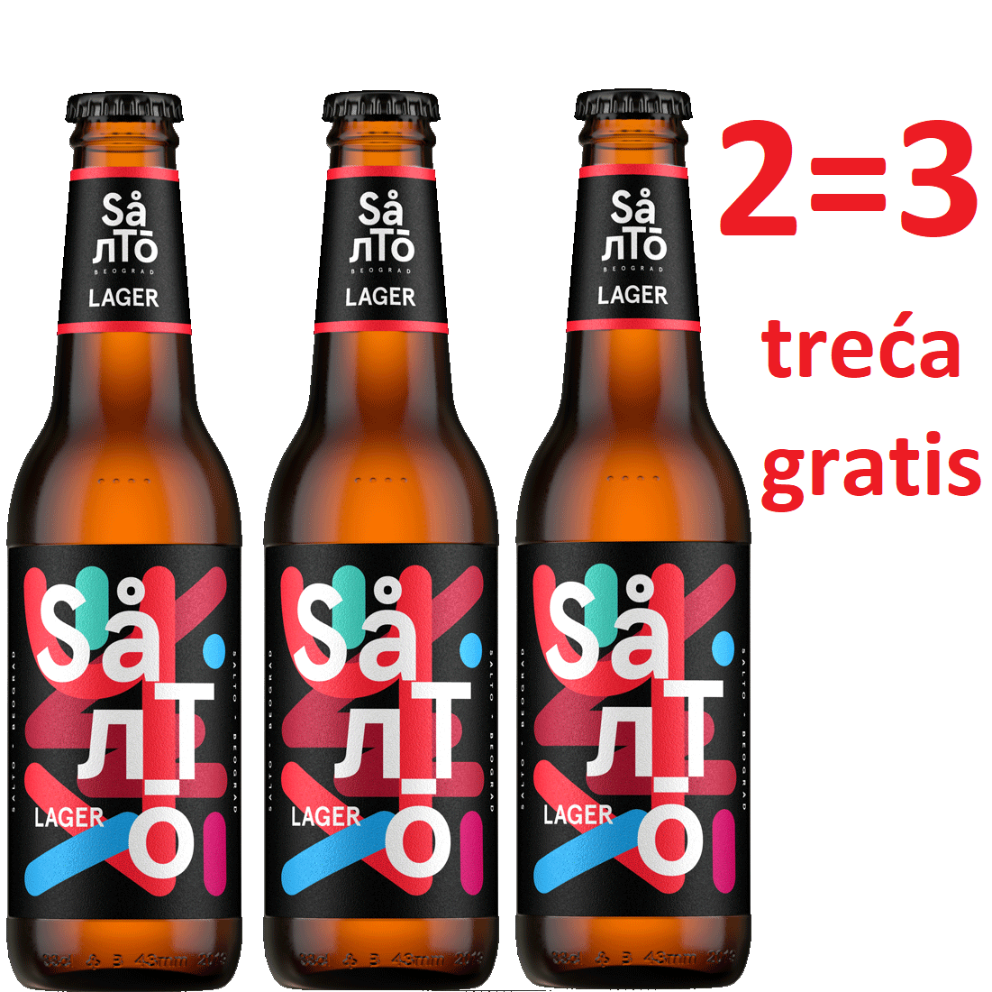 Pivo Salto LAGER 4.8% alc. 3x330 ml staklo paket od 3 boca
