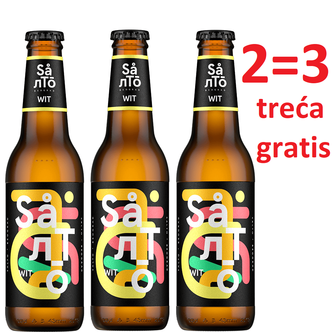 Pivo Salto WIT pšenično 3.8% alc. 3x330 ml staklo paket od 3 boca