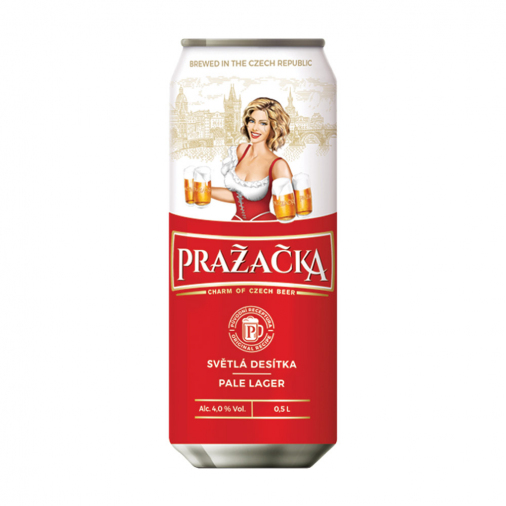 Пиво Pražacka лагер світле 4,0% алк. 500 мл банка