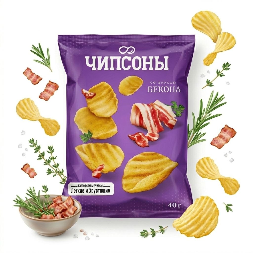 Чипси Чипсони зі смаком бекону 40 г
