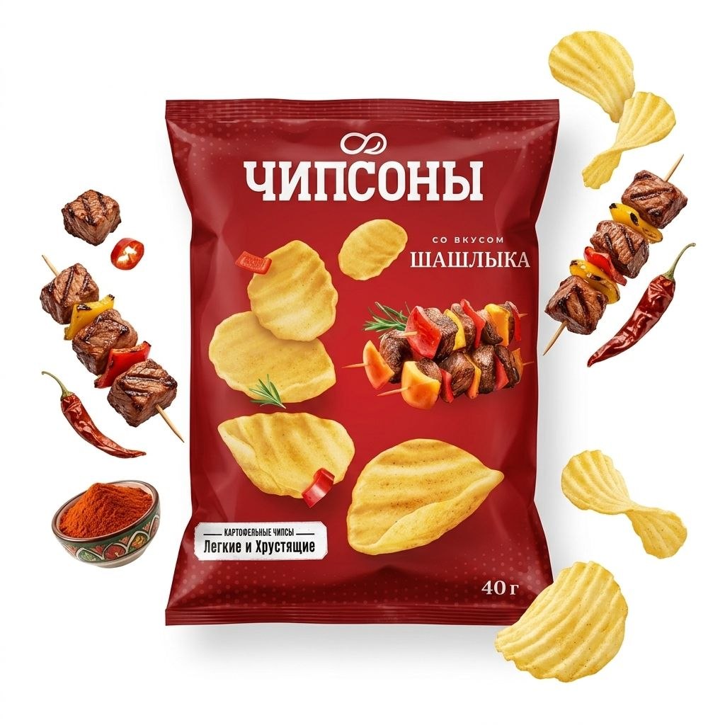 Чипси Чипсони зі смаком шашлику 40 г