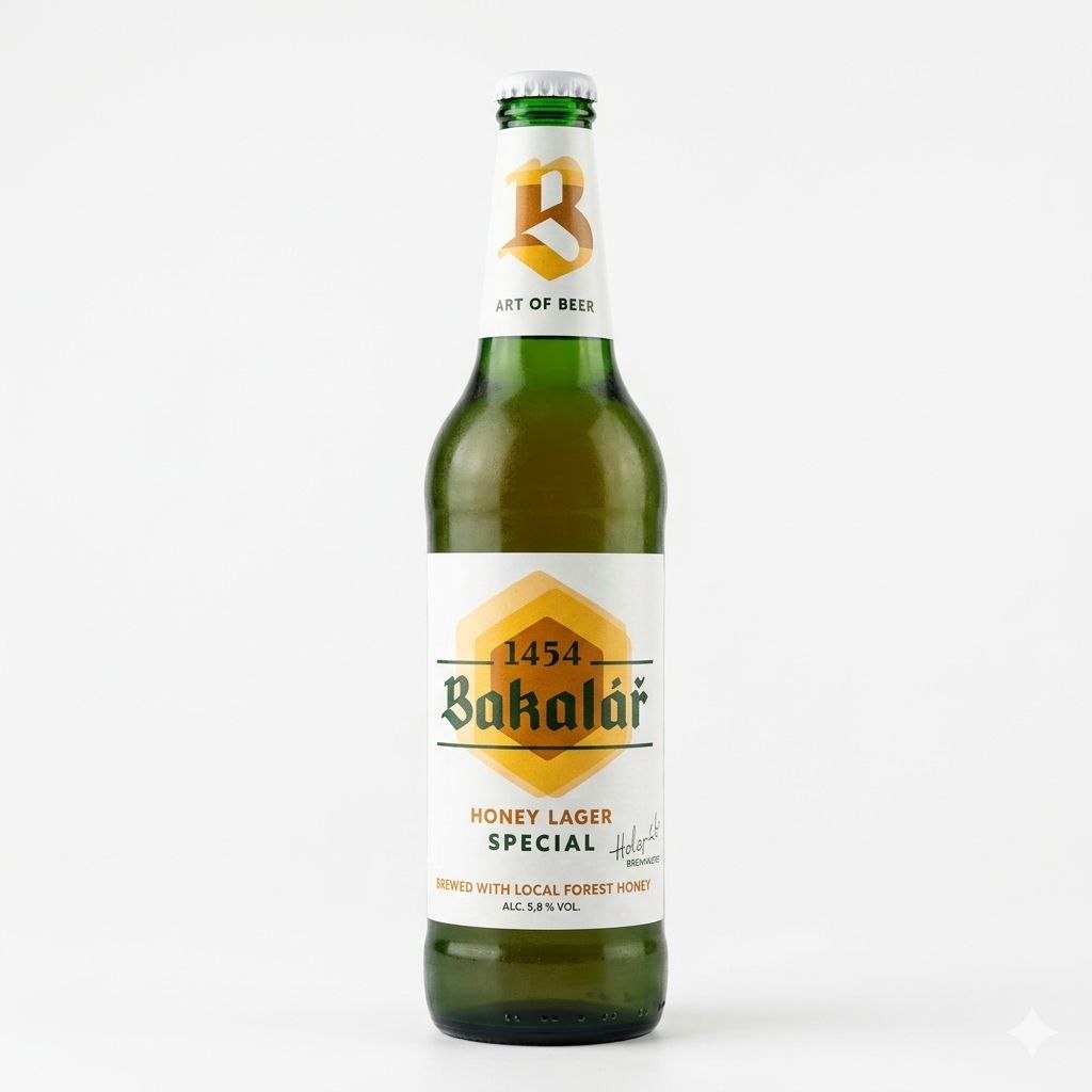 Пиво Bakalar Lager Medovo 5,8% алк. 500 мл скло
