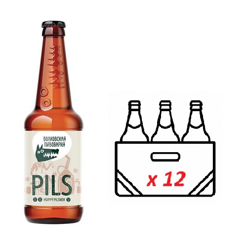 Пиво Волковская пивоварня PILS 5,2% алк. 12x450 мл стекло