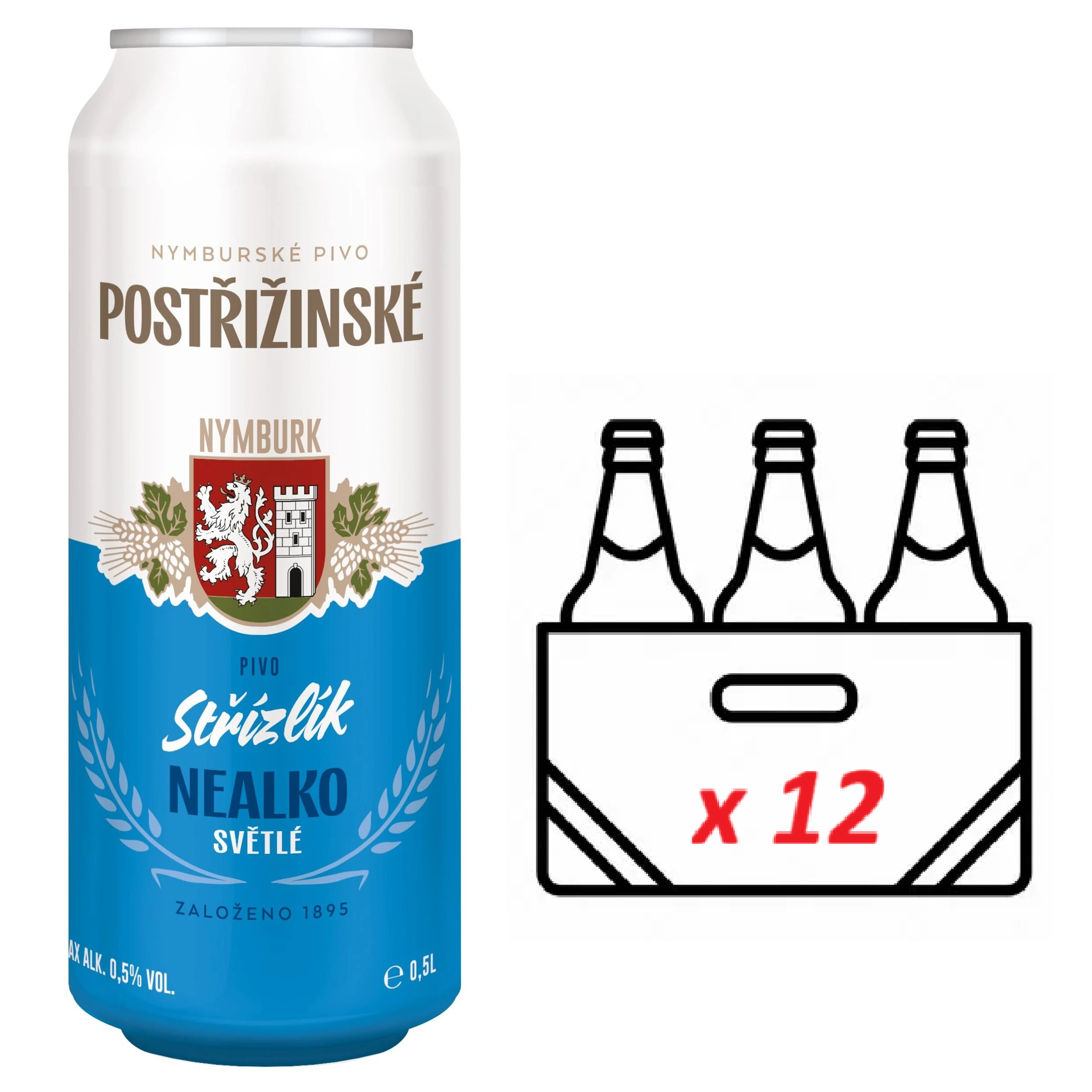 Pivo 0.5% alc. Postřižinske bezalkoholno 12x500 ml paket od 12 limenke
