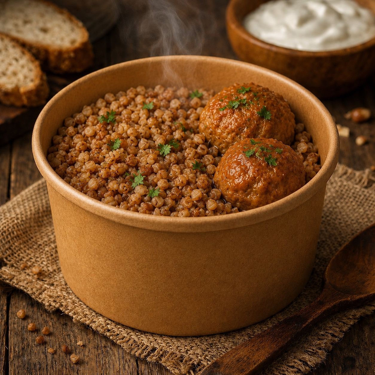 Buckwheat with Meatballs