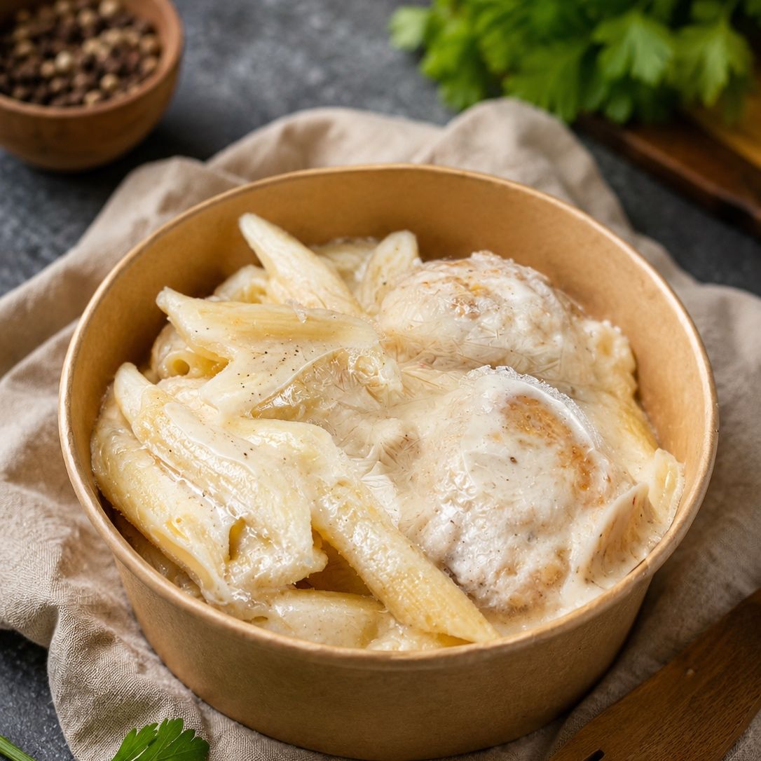 Penne sa ćufticama od pilećeg filea u kremastom sosu