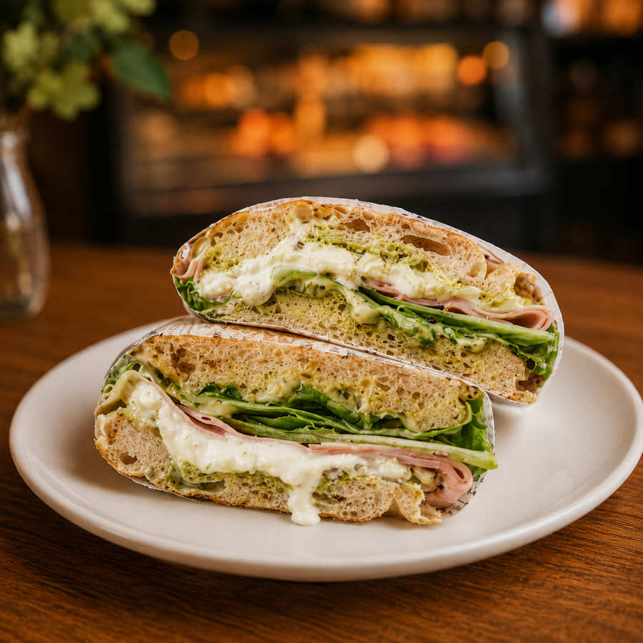 Mortadella ve stracciatellalı focaccia