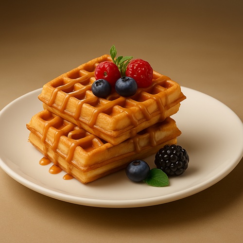Karamelli ve Mevsim Meyveli Viyana Waffle'ı 3 adet