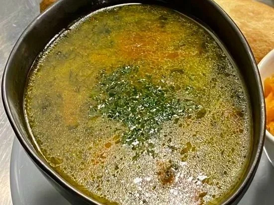 Chicken broth with noodles